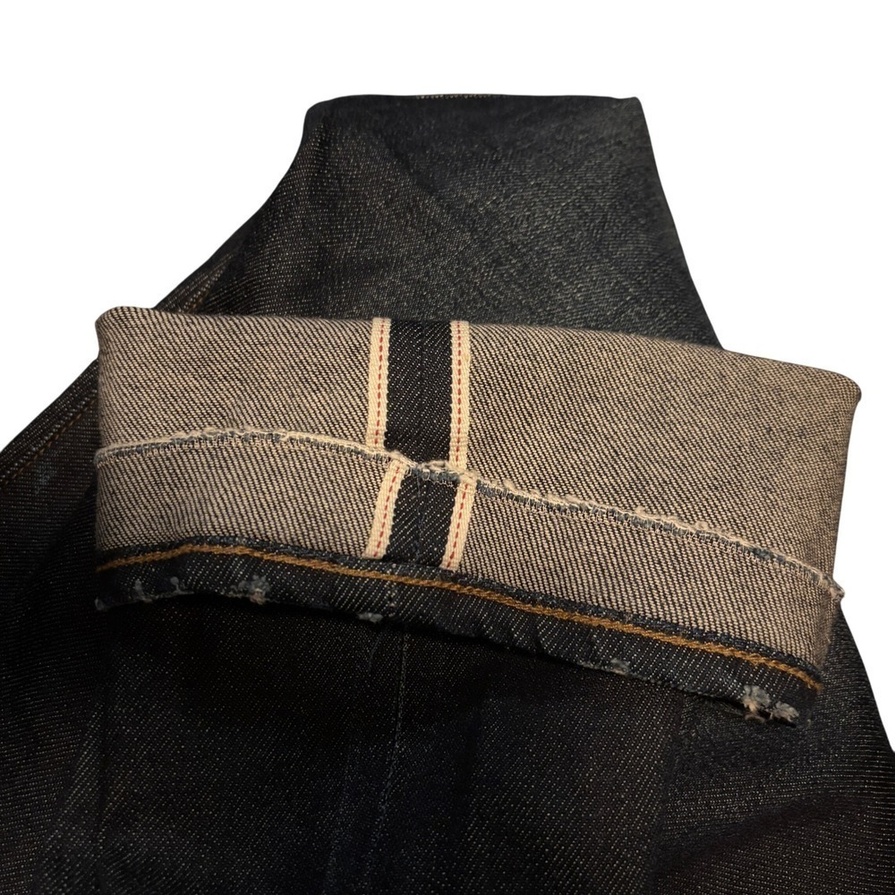 SMN Denim Selvedge Jeans The Hunter Standard Slim Sz 38x28 Dark Wash Distressed - Picture 8 of 8